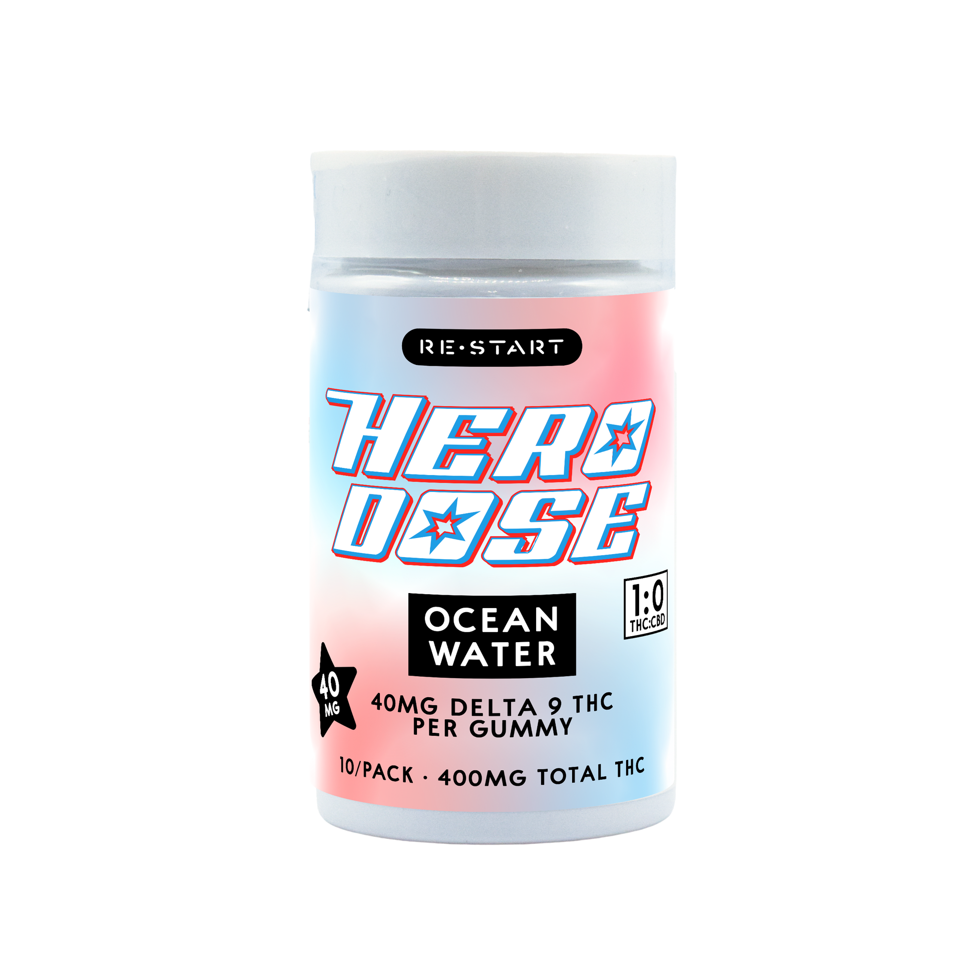 Hero Dose Delta 9 THC 40mg Gummies Ocean Water (Coconut Lime) / 10ct